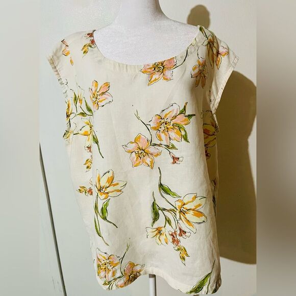 Rachel Roy linen top tropical floral summer beach vacation resort wear women XL - Picture 4 of 8